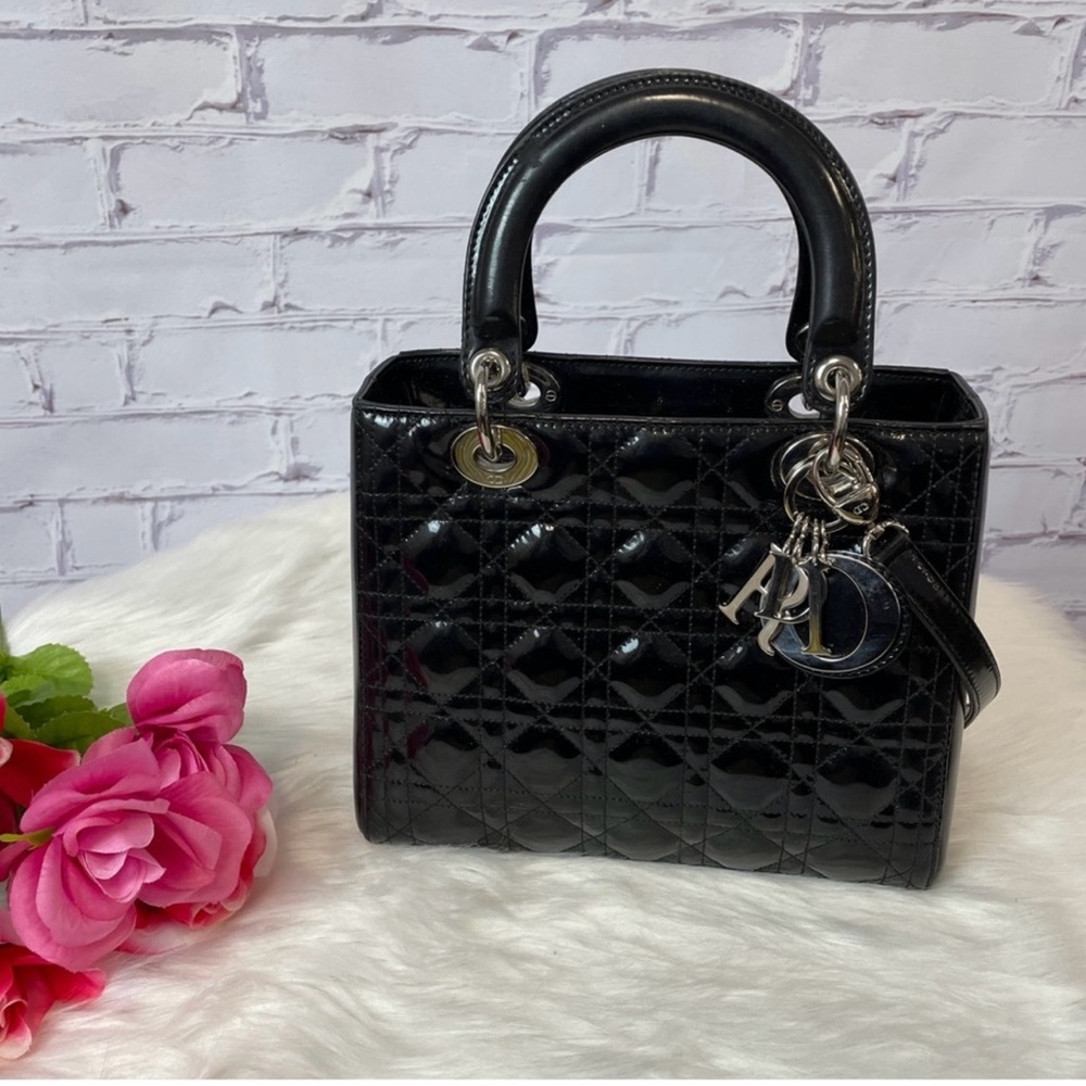 Dior Lady Dior Patent Leather Bag